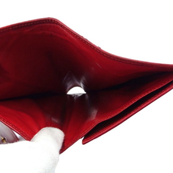 Auth SAINT LAURENT tri-fold wallet patchwork orange leather - Picture 9 of 9